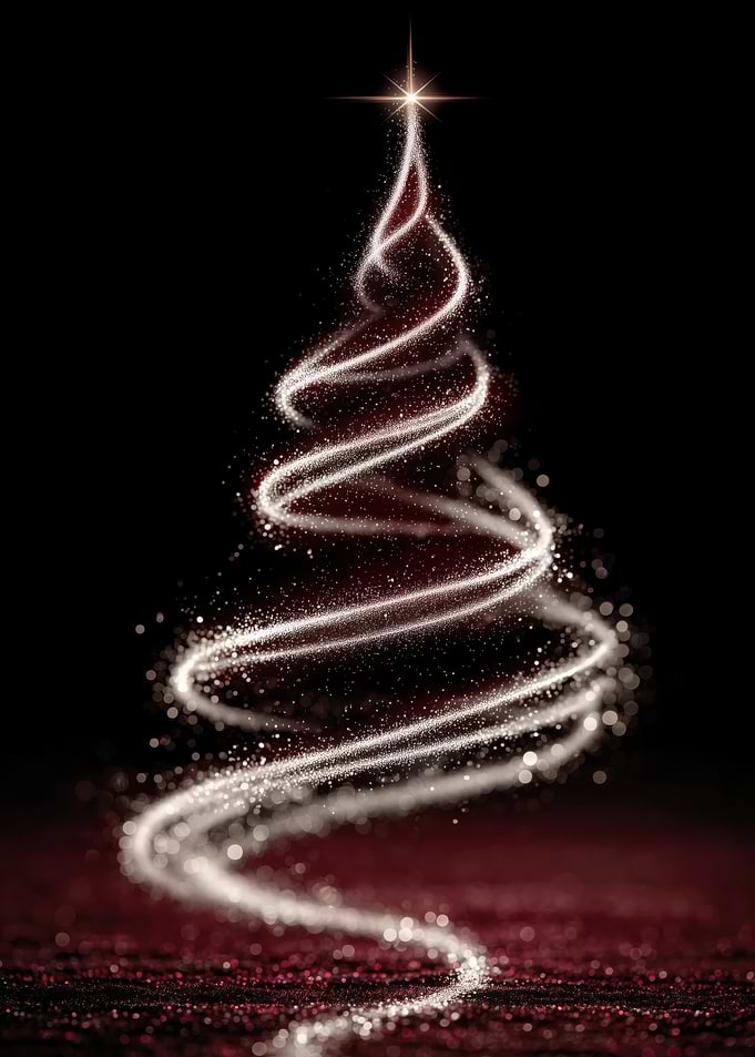 Sparkling Christmas Tree on Black Background