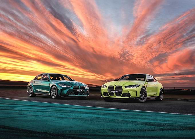 BMW M3 and M4 at Sunset