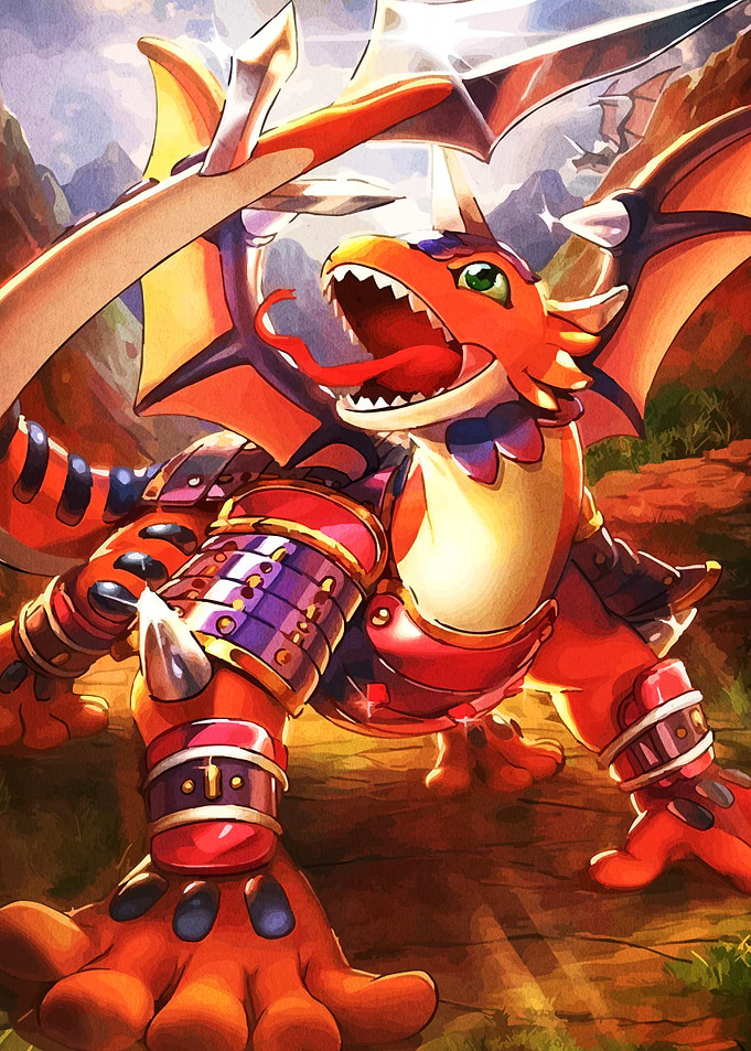 Armored Orange Dragon Illustration