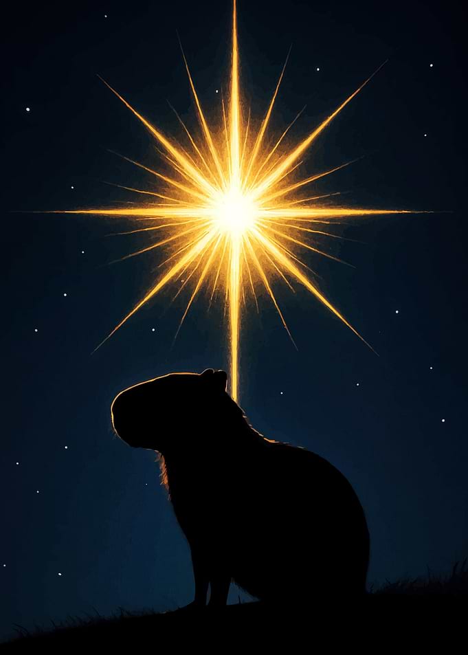 Capybara under a Starry Night