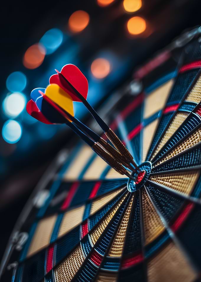 Darts hitting the bullseye