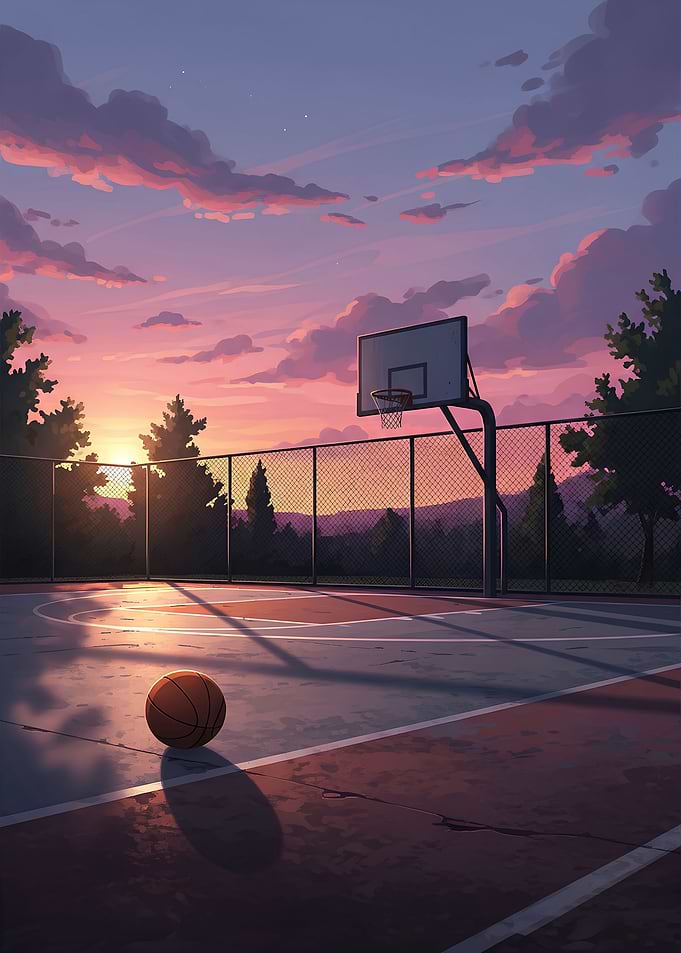 Basketball Court at Sunset