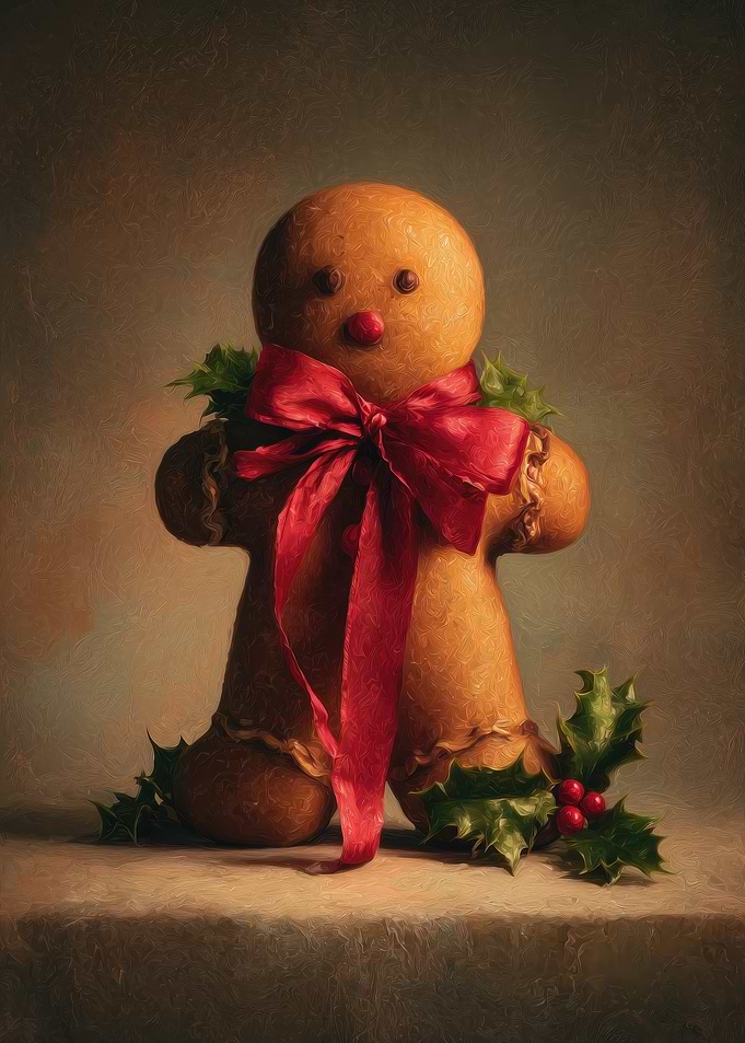 Gingerbread Man with Red Ribbon