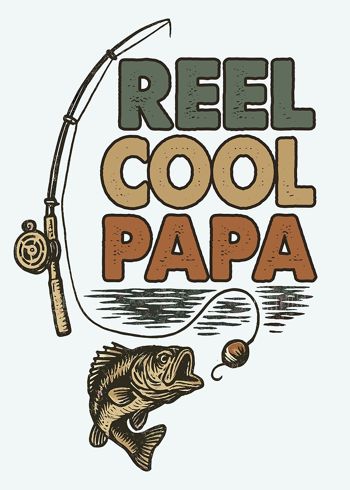Reel Cool Papa Fishing Poster Dad Wall Art Funny Fisherman Gift Fish Print