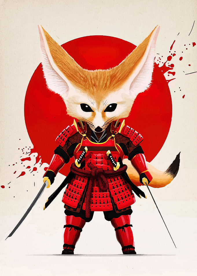 Fennec Fox Samurai Warrior Illustration