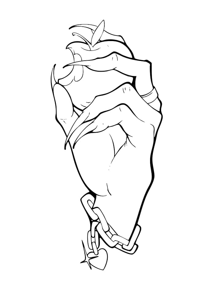 Witch Hand Holding Bitten Apple