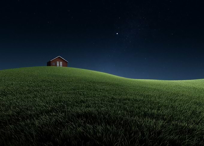 House on a hill at night