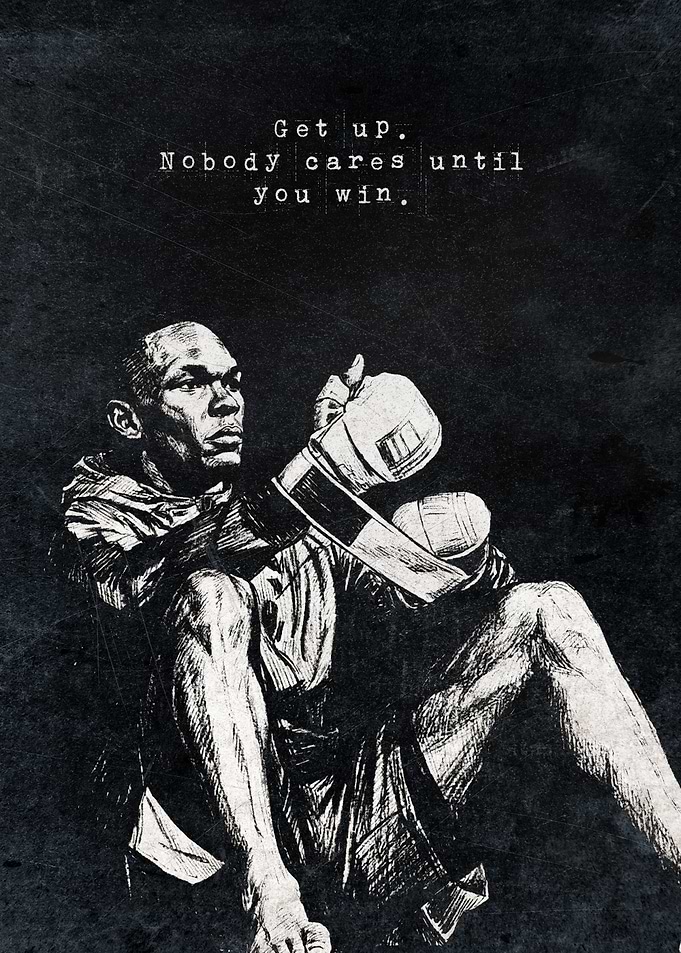 Inspirational Poster – “Get Up, Nobody Cares Until You Win” Motivational Quote