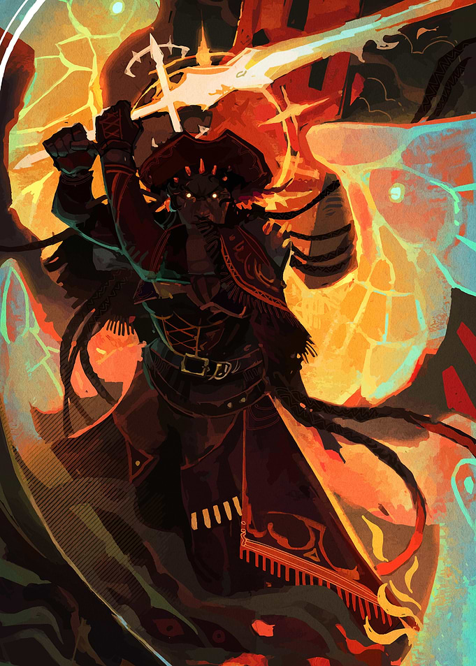 Warrior with Sword in Fantasy Setting