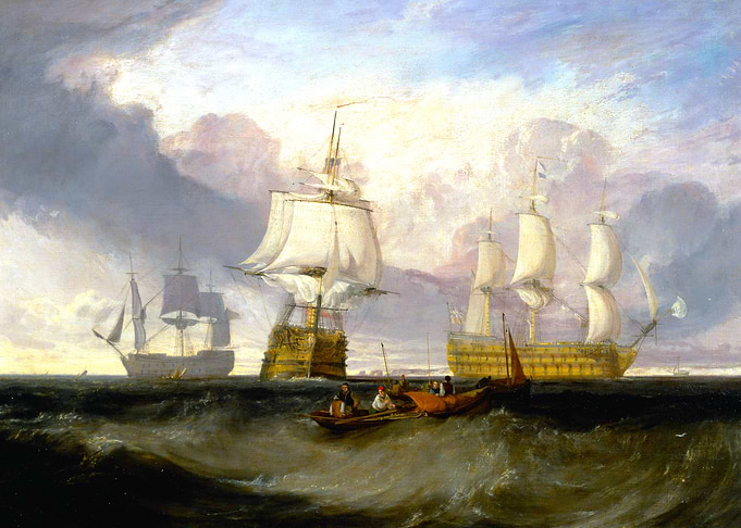 HMS Victory Returning from Trafalgar in Three Positions by JMW Turner
