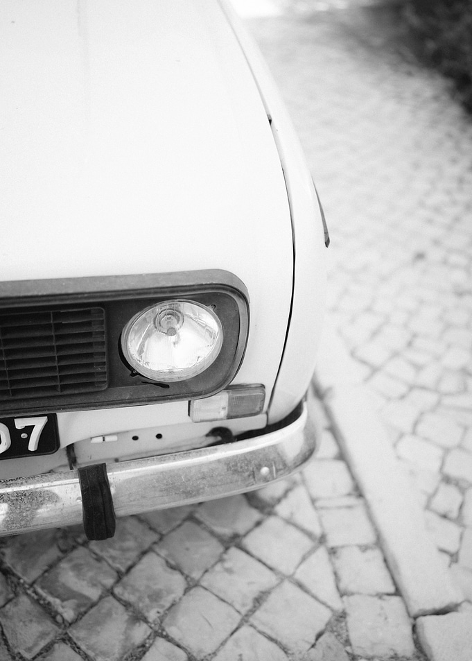 Vintage Car Front in Black and White
