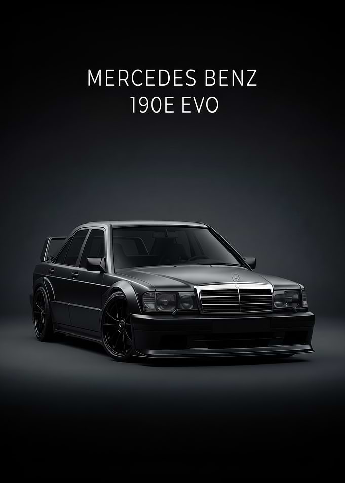 black Mercedes Benz 190E EVO Car poster
