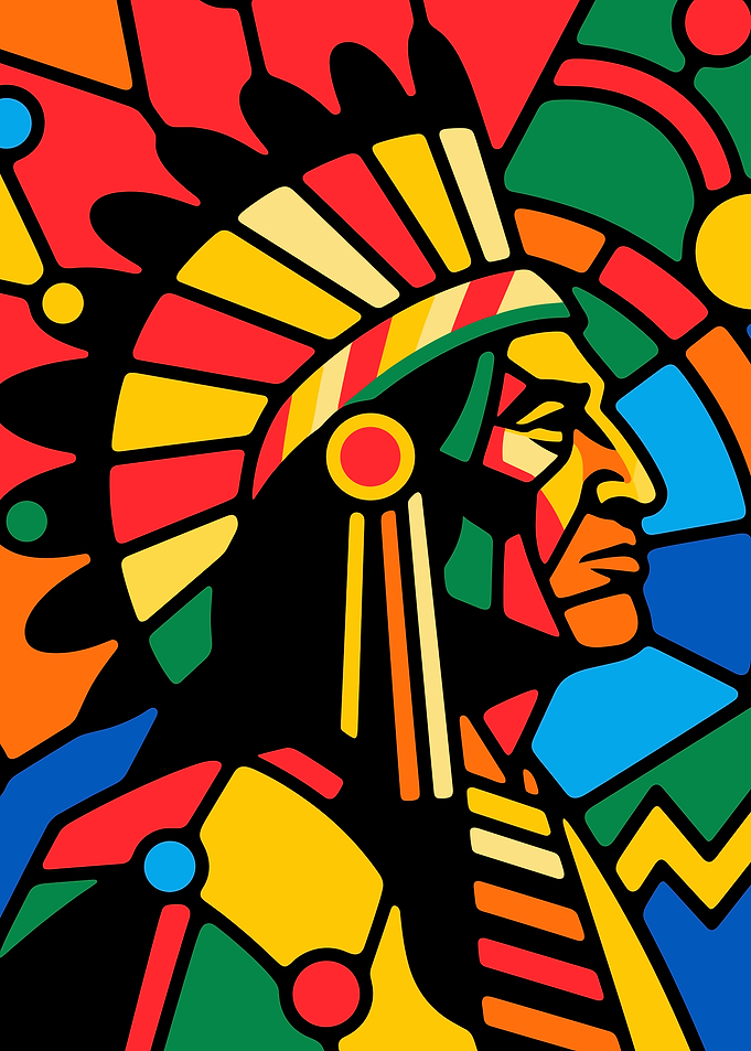 Native American Chief Colorful Art