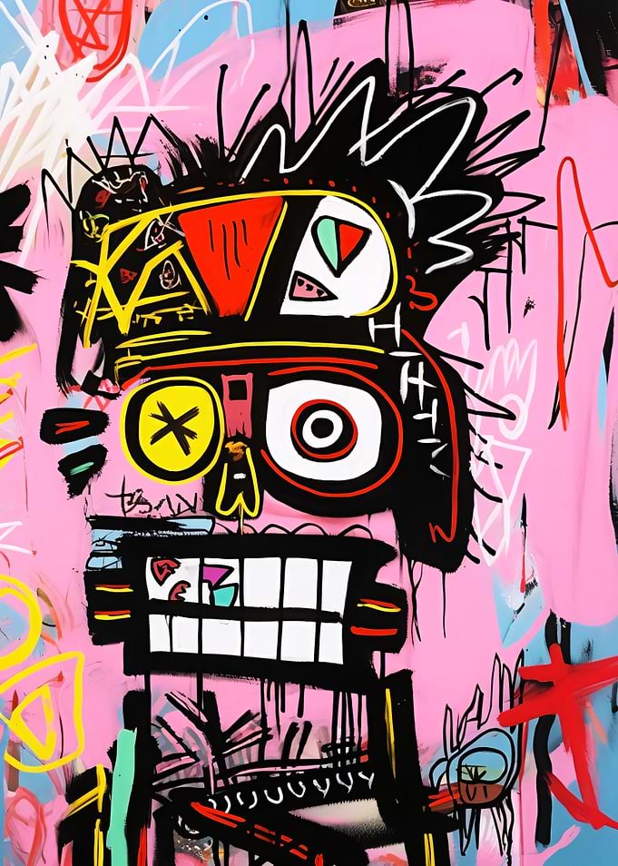 Abstract Portrait with Pink Background