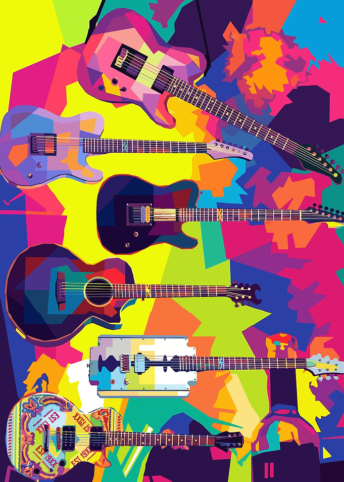 Colorful Guitars Pop Art