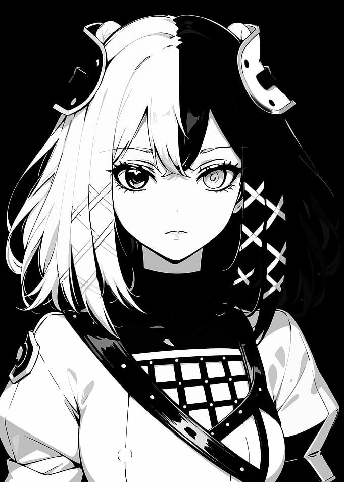 Anime Girl with Split Hair Color