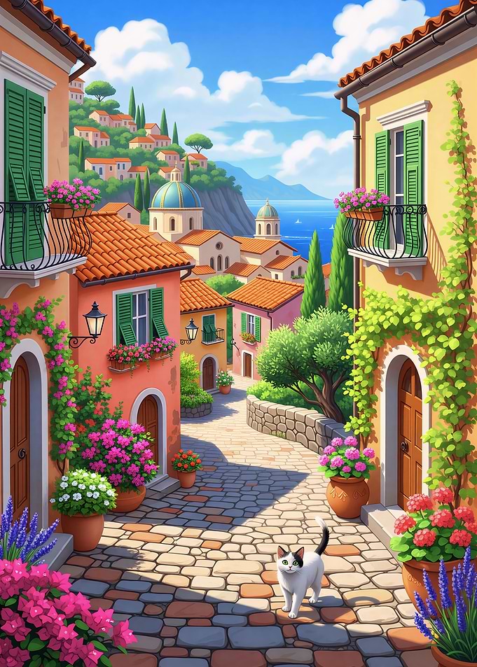 Sunlit Stroll Cat in Italian
