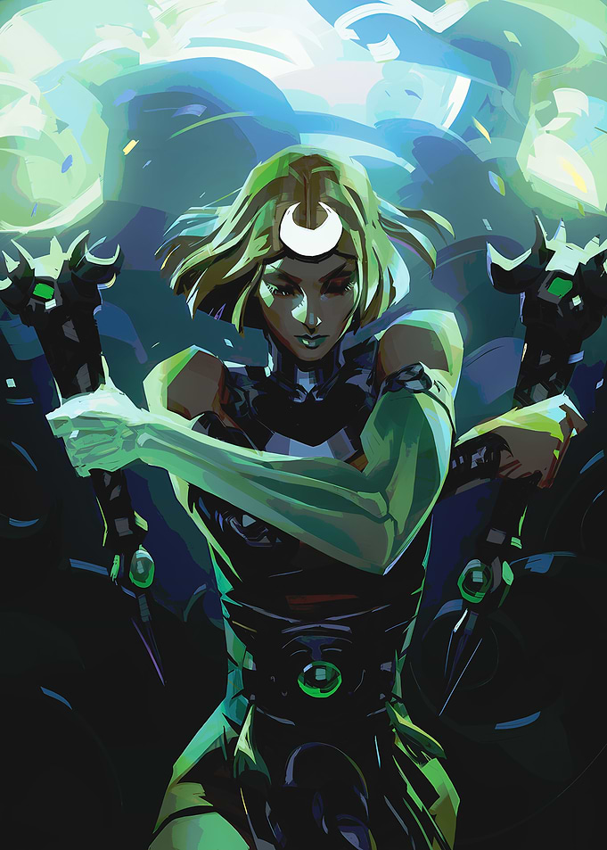 Female Warrior with Crescent Moon