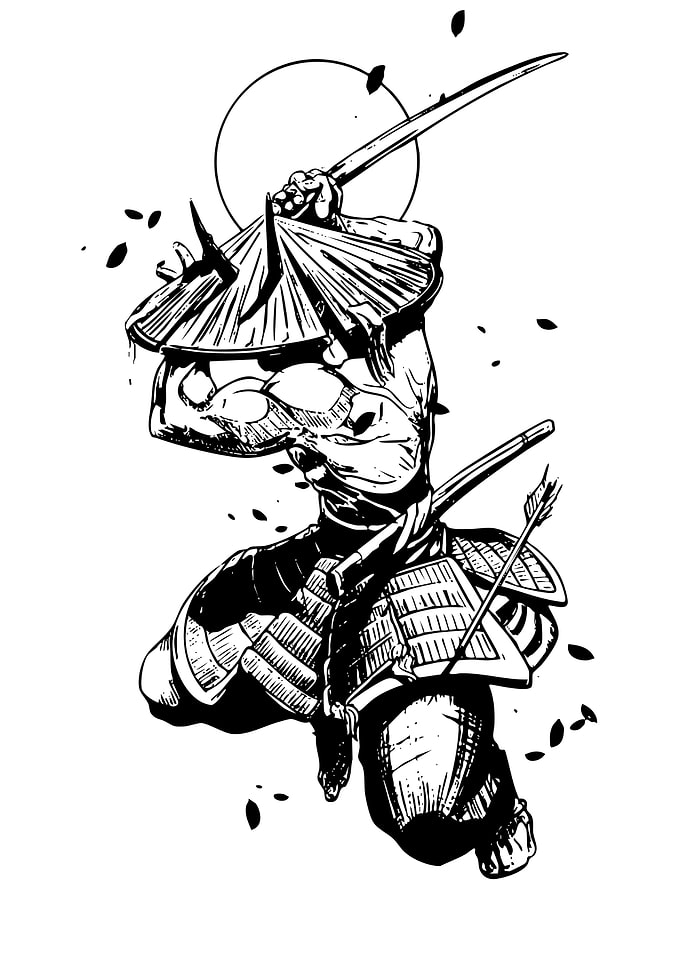 Samurai Warrior Ink Illustration