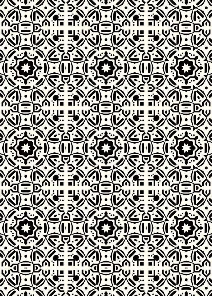 8-Pointed Star Round Folk Art Pattern