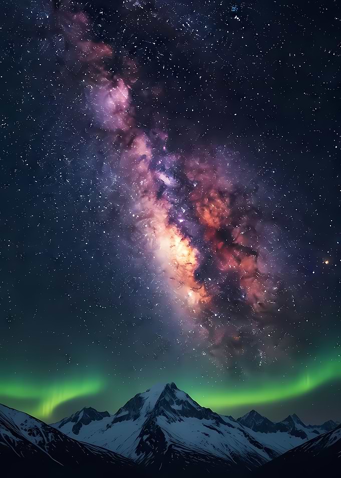 Milky Way over Snowy Mountains
