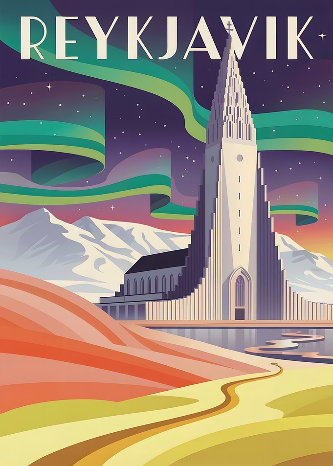 Reykjavik Iceland Travel Poster