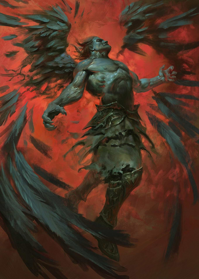 Fallen Angel in Red Hues