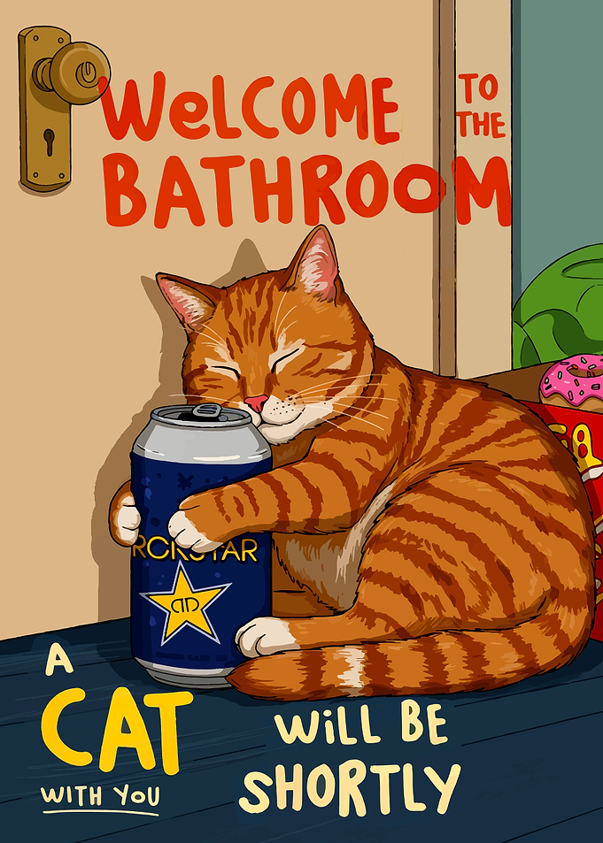 Welcome Bathroom Cat