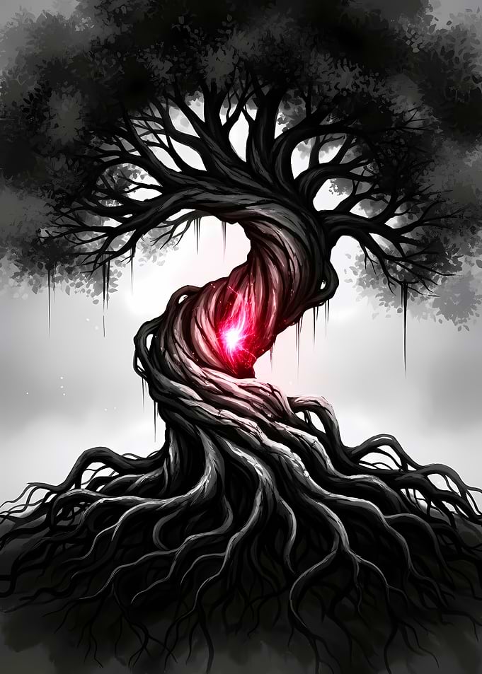 Twisted Tree with Glowing Core
