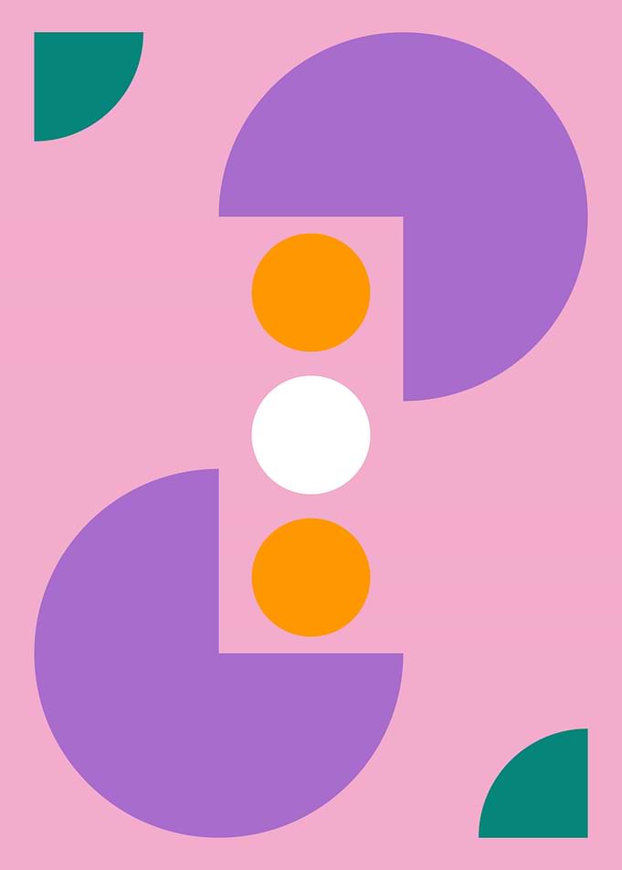 Abstract Geometric Shapes on Pink Background