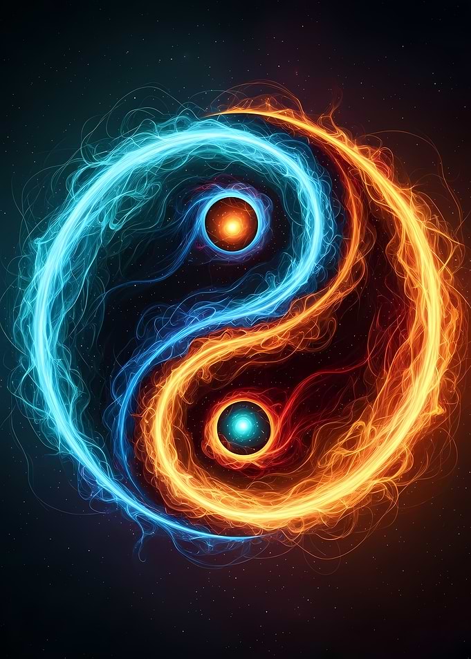 Yin Yang Symbol - Fire and Ice