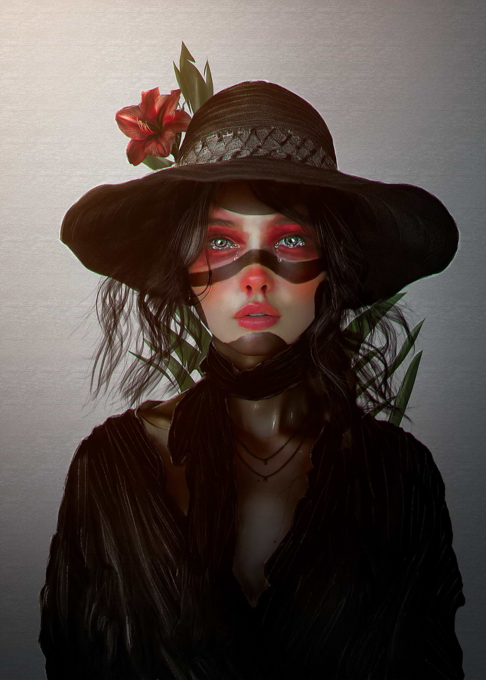 Woman with Hat and Face Paint