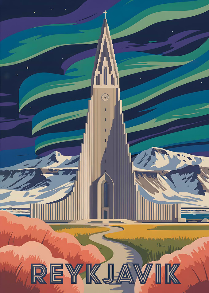 Reykjavik Iceland Travel Poster