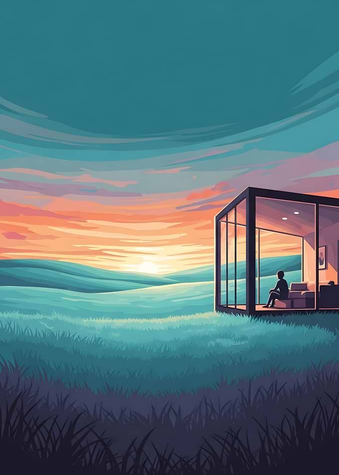 Modern House at Sunset