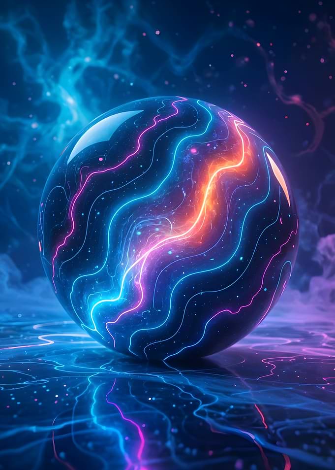 Glowing Orb with Neon Lines