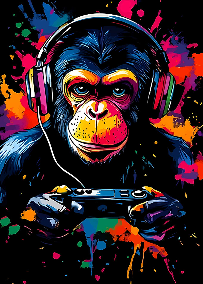 Gamer Monkey with Headphones
