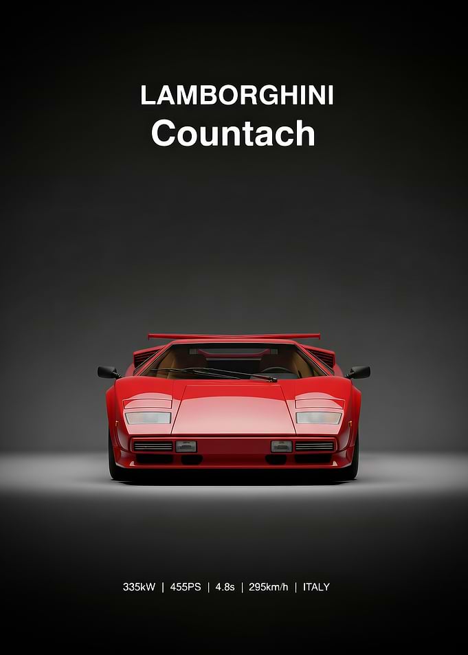 red Lamborghini Countach Red Poster