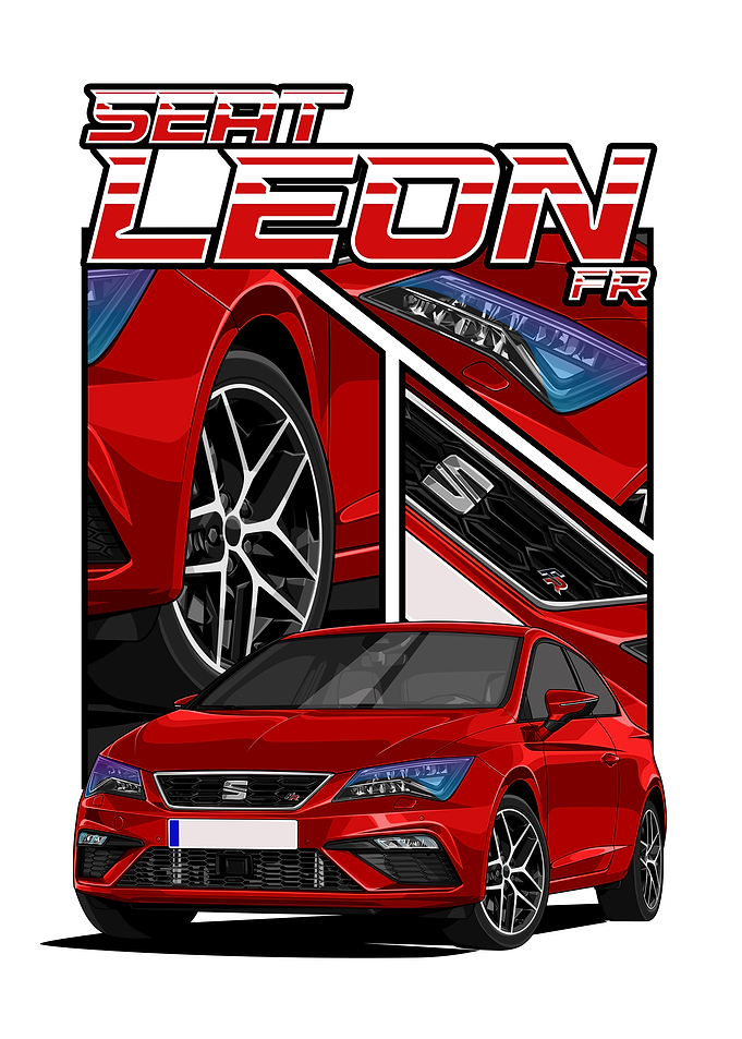Red Seat Leon FR Illustration