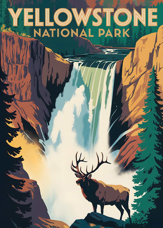 Yellowstone National Park Vintage Poster