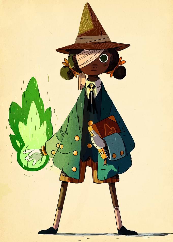 Young Witch with Green Magic