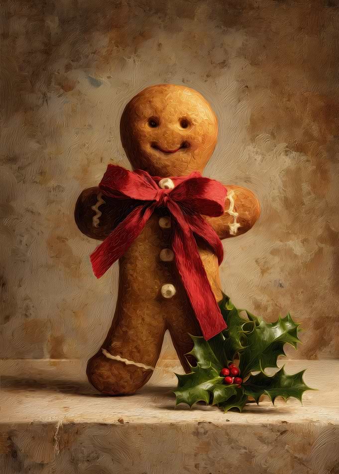 Gingerbread Man with Holly