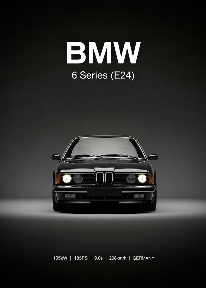 black BMW 6 Series E24 poster
