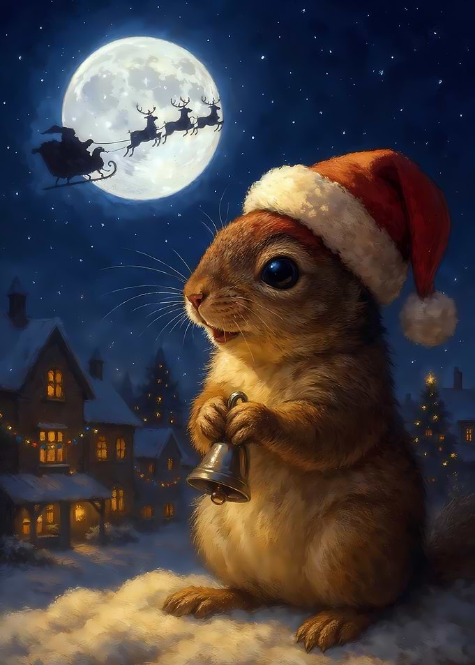 Christmas Squirrel with Bell