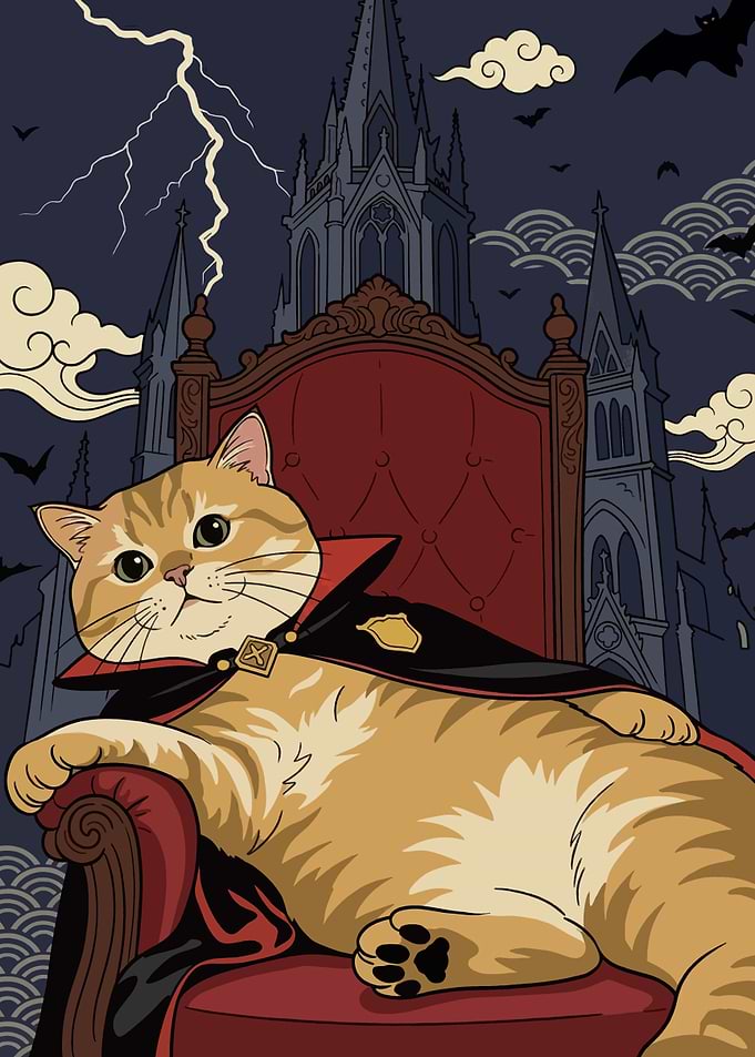 Vampire Cat on Throne