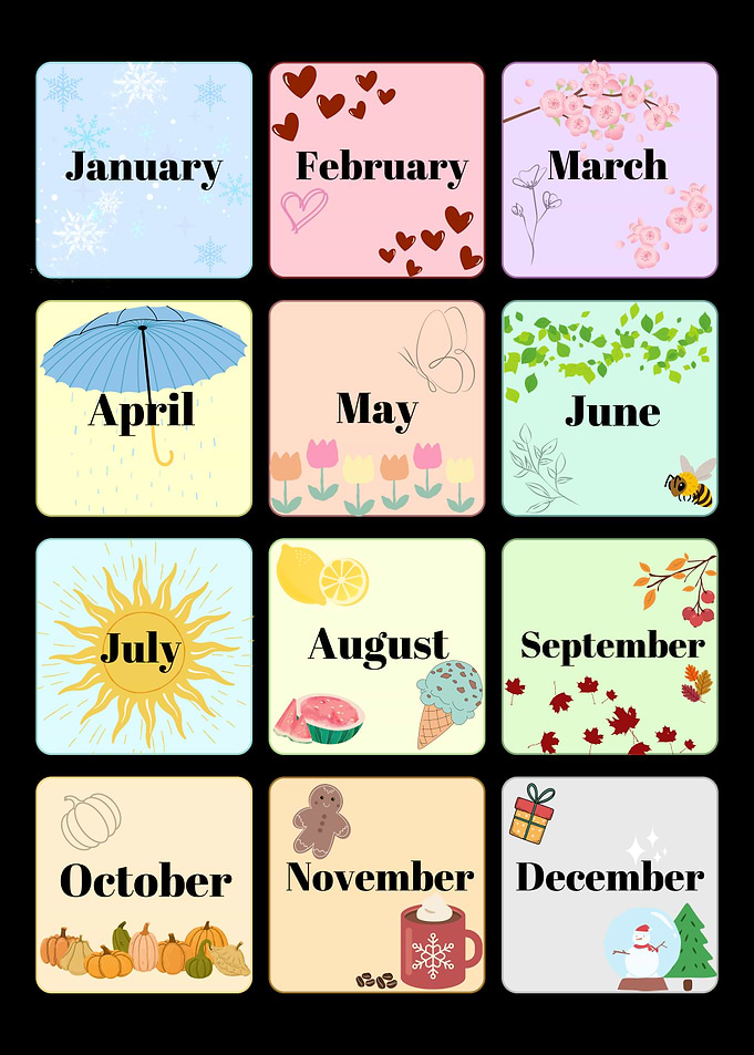 Calendar with Seasonal Illustrations