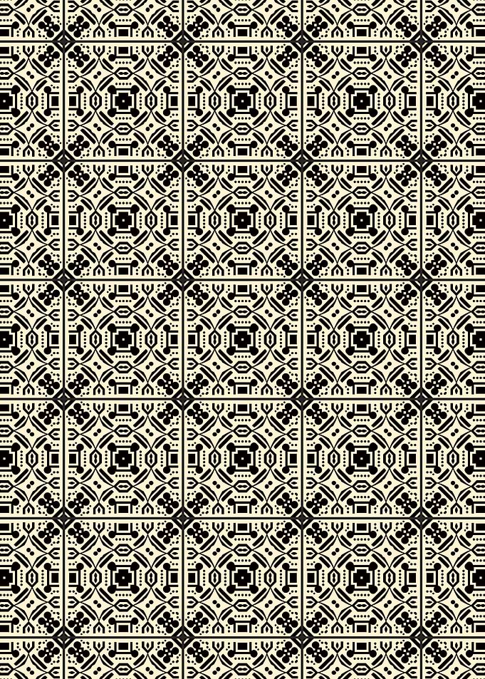 Retro Modular Grid Pattern in Black and Beige
