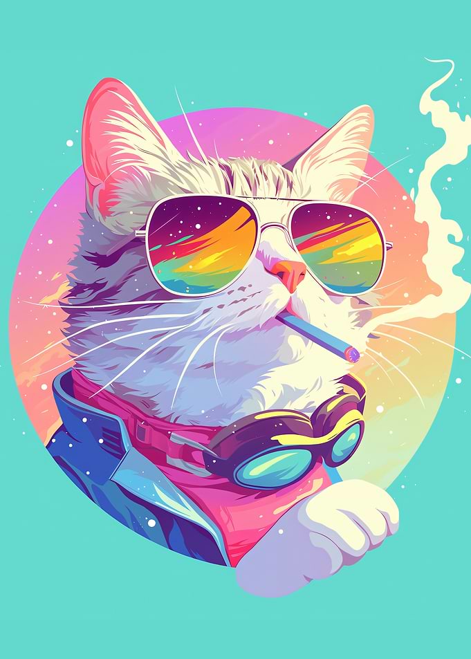 Cool Cat with Sunglasses and Cigarette
