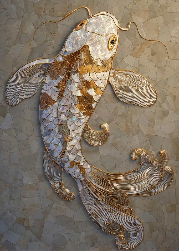 Elegant Golden Koi Fish Wall Art