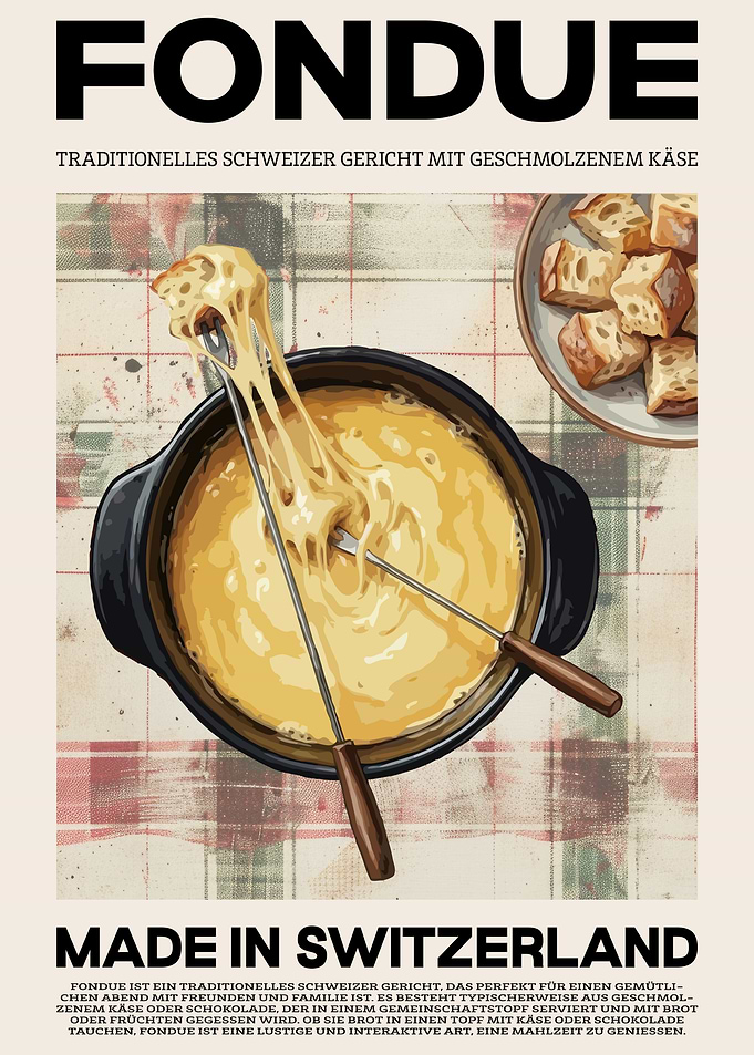 Fondue: Swiss Cheese Dish Illustration