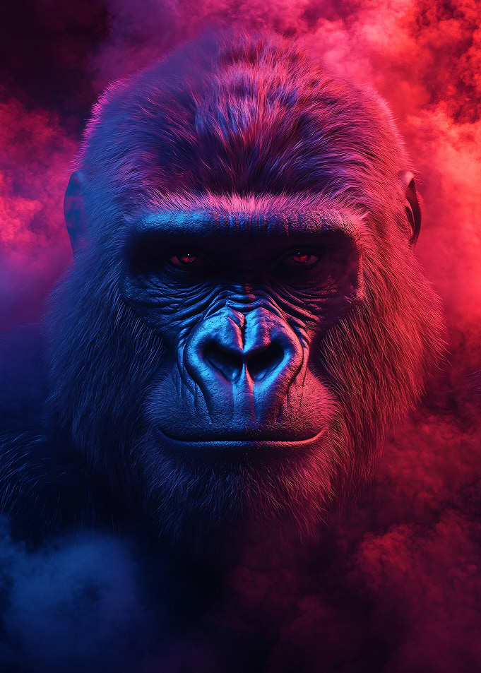Neon Gorilla Portrait